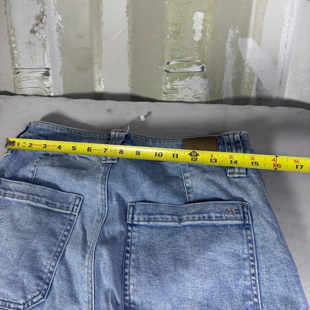 American Eagle Womens Baggy Wide-Leg Cargo Jeans Blue‎ Denim Stretch 8 Regular - Picture 15 of 16